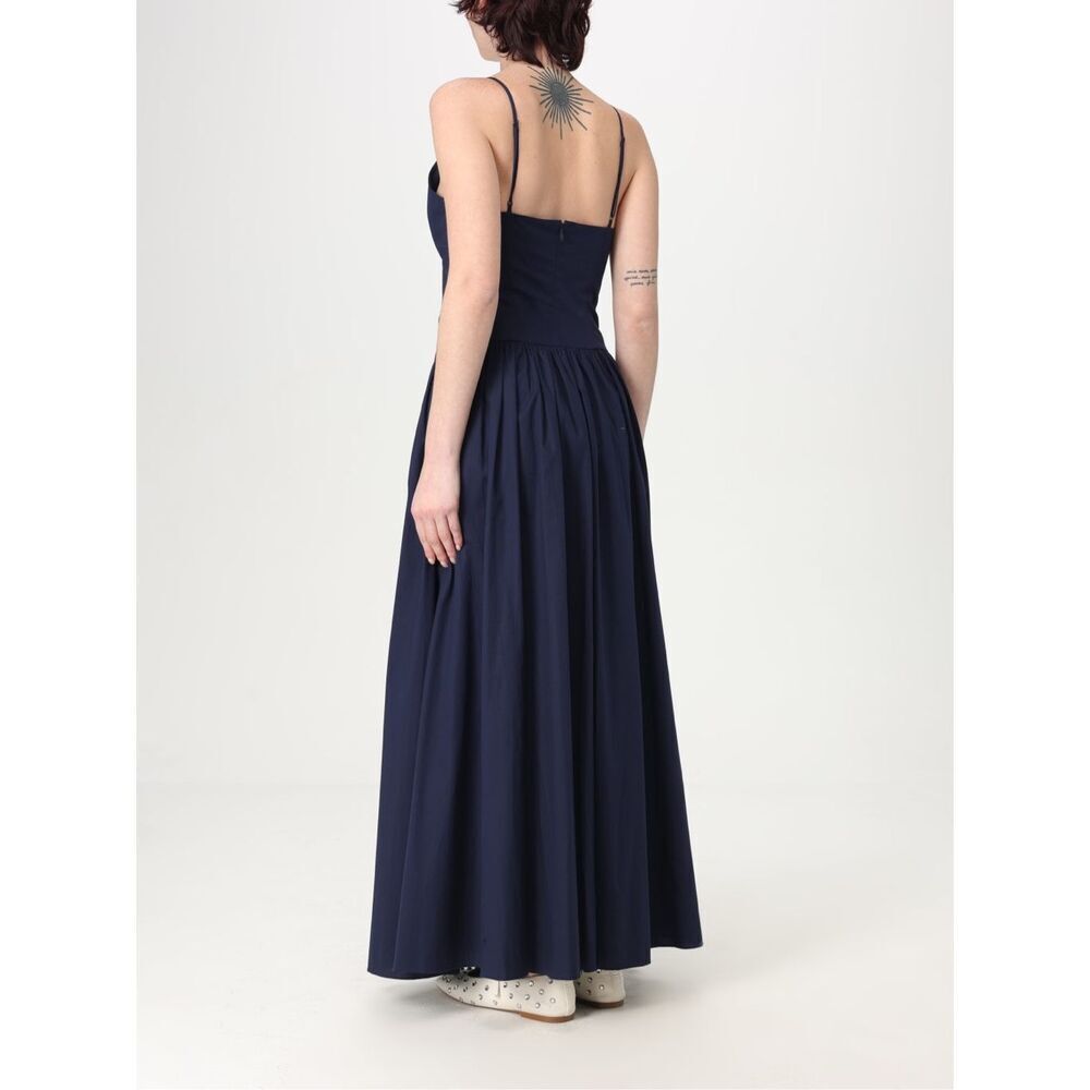Staud Women's Navy Spaghetti Strap Drop Waist Poplin Dena Maxi Dress Sz 12 NWOT - Picture 6 of 15